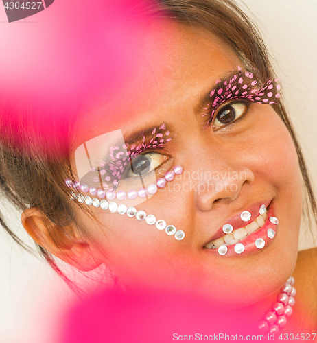 Image of Face Jewelry On Attractive Girl Shows Glamour