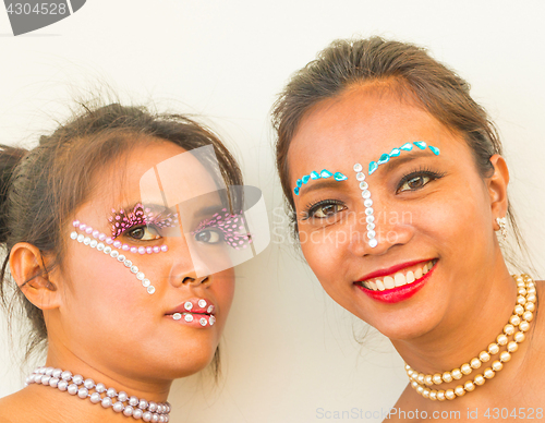 Image of Face Jewelry On Attractive Girls Shows Glamour