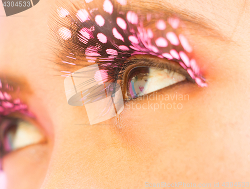 Image of Eyelashes Girl Beauty Shows Fashion Eyelash Closeup