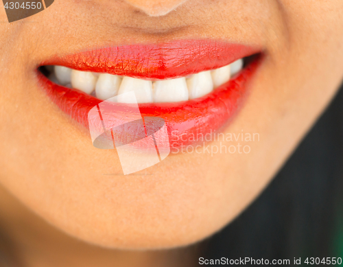 Image of Smiling Pretty Girl Shows Joy And Happiness