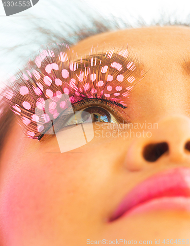 Image of False Eyelashes Beauty Shows Eyelash Closeup Girl
