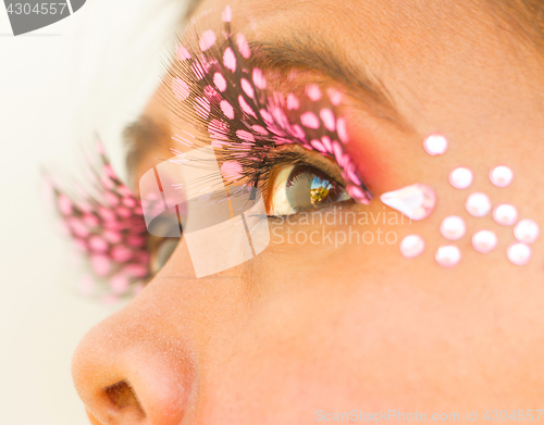 Image of Eyelashes Fashion Happy Beauty Shows Eyelash Closeup Girl