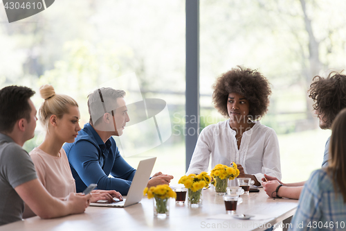 Image of Multiethnic startup business team on meeting