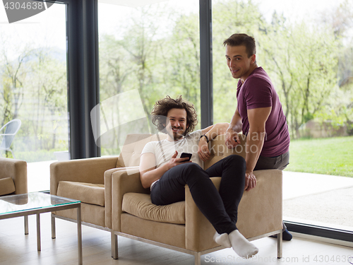 Image of Gay Couple Love Home Concept