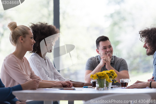 Image of Multiethnic startup Business Team At A Meeting at modern office 