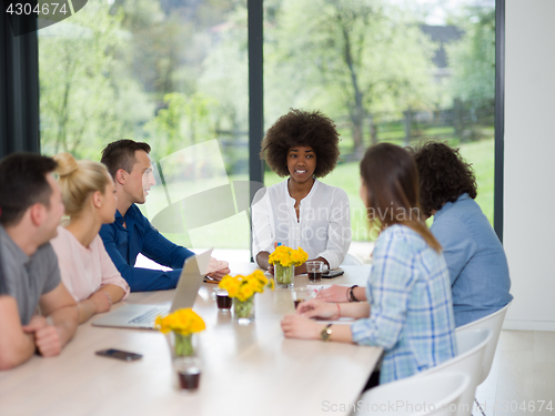 Image of Multiethnic startup Business Team At A Meeting at modern office 