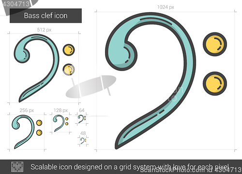 Image of Bass clef line icon.