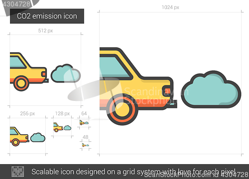 Image of CO2 emission line icon.