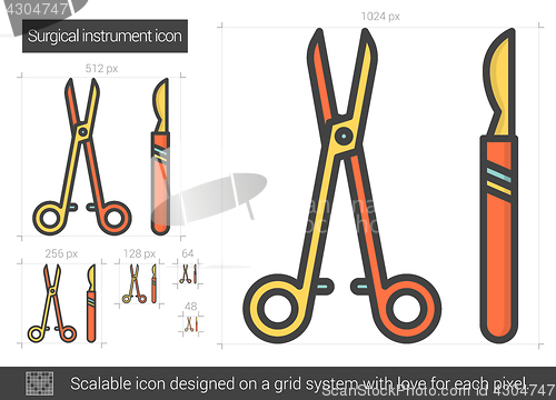 Image of Surgical instruments line icon.