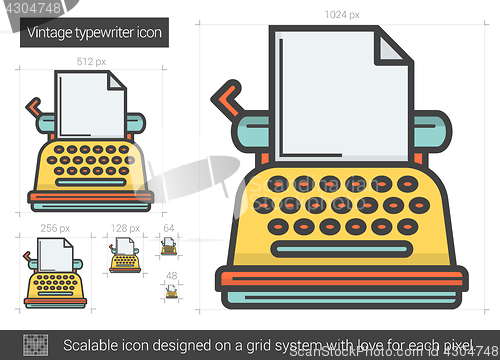 Image of Vintage typewriter line icon.