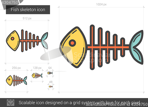 Image of Fish skeleton line icon.