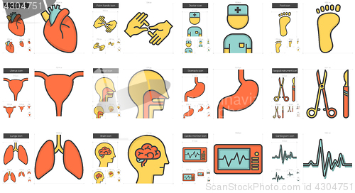 Image of Medicine line icon set.