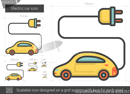 Image of Electric car line icon.