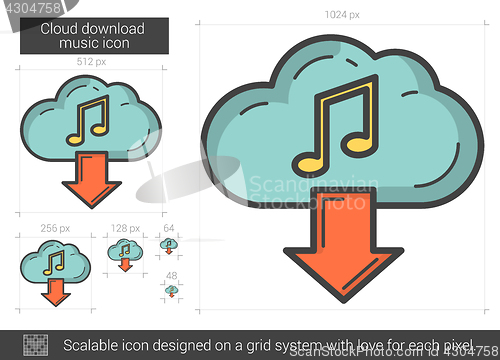 Image of Cloud download music line icon.