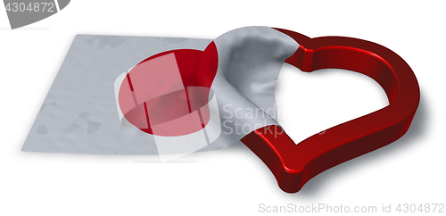 Image of flag of japan and heart symbol - 3d rendering