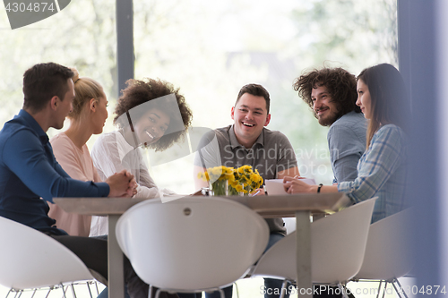 Image of Multiethnic startup business team on meeting
