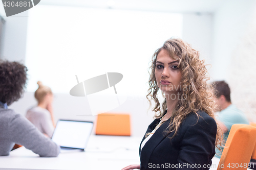 Image of Startup Business Team At A Meeting at modern night office buildi