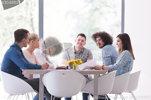 Image of Multiethnic startup business team on meeting