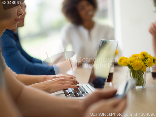 Image of Multiethnic startup Business Team At A Meeting at modern office 