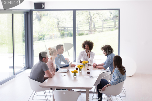 Image of Multiethnic startup business team on meeting