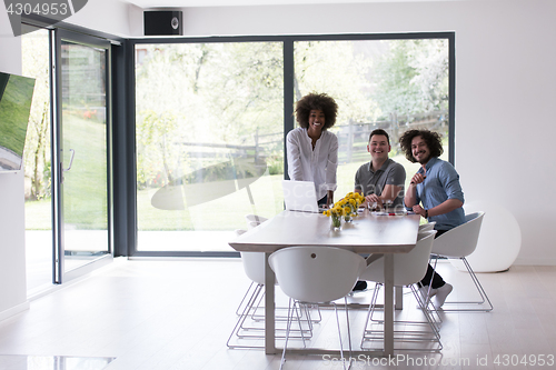 Image of Multiethnic startup business team on meeting