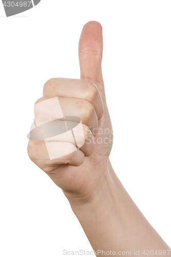 Image of Young girl hand signaling thumb up