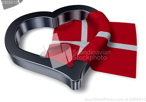 Image of  flag of denmark and heart symbol - 3d rendering