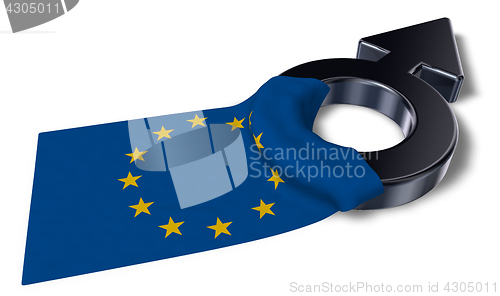 Image of male symbol and flag of the european union - 3d rendering