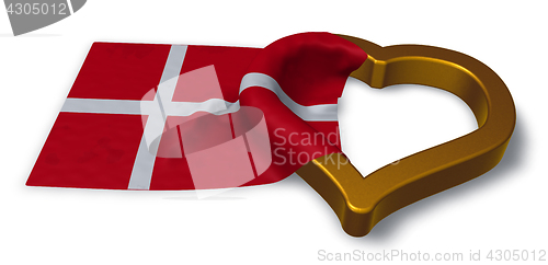 Image of  flag of denmark and heart symbol - 3d rendering