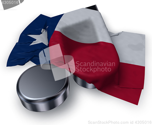 Image of music note symbol and flag of texas - 3d rendering