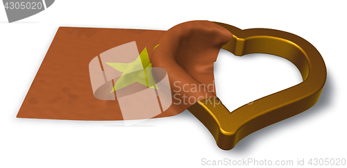 Image of flag of vietnam and heart symbol - 3d rendering