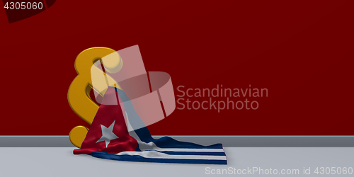 Image of cuba flag and paragraph symbol - 3d illustration