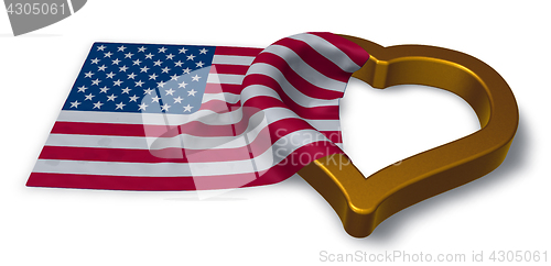 Image of flag of the usa and heart symbol - 3d rendering