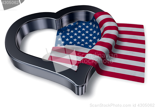 Image of flag of the usa and heart symbol - 3d rendering