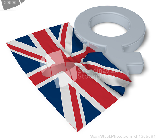 Image of venus symbol and flag of the uk -3d rendering