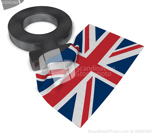 Image of venus symbol and flag of the uk -3d rendering