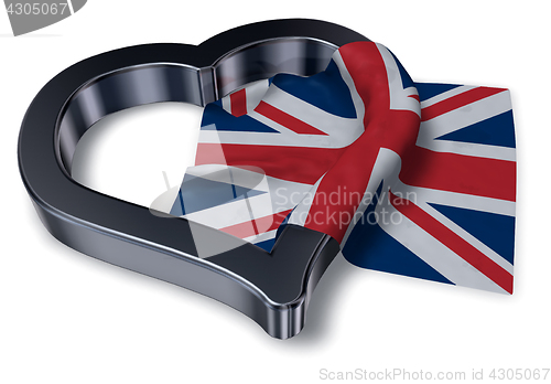Image of flag of the uk and heart symbol - 3d rendering