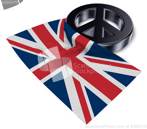 Image of peace symbol and flag of the uk - 3d rendering