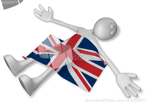 Image of dead cartoon guy and flag of great britain - 3d illustration