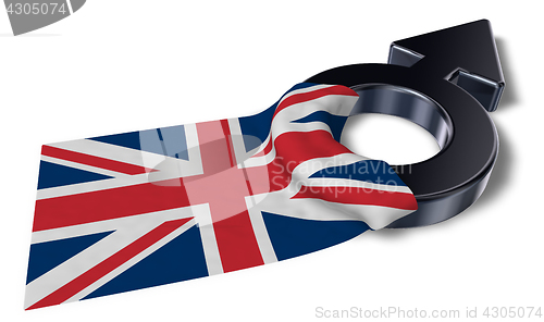 Image of mars symbol and flag of the uk - 3d rendering