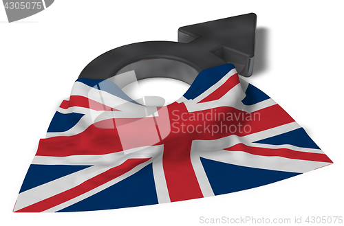 Image of mars symbol and flag of the uk - 3d rendering