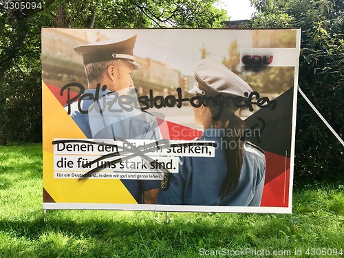 Image of Vandalized CDU billboard for the German Parliamentary Elections