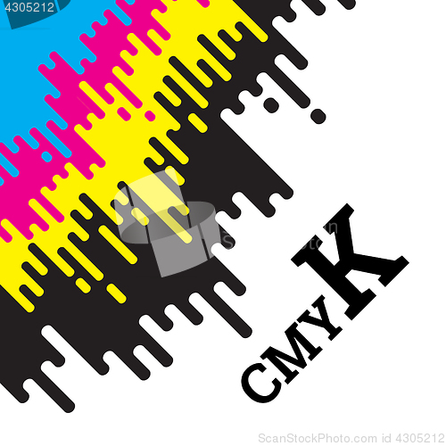 Image of CMYK concept with rounded irregular lines