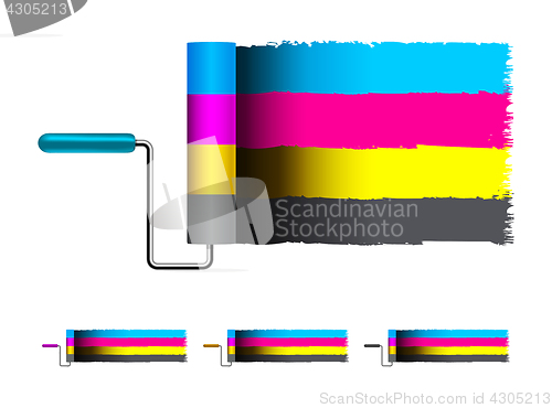 Image of CMYK concept vector illustration with brushes