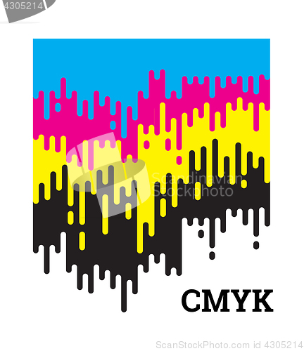 Image of CMYK concept with rounded irregular lines