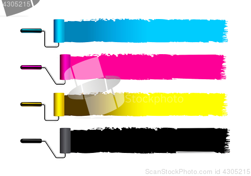 Image of CMYK concept vector illustration with brushes