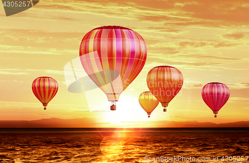 Image of air balloons on sunset