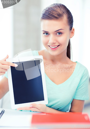 Image of smiling student girl with tablet pc