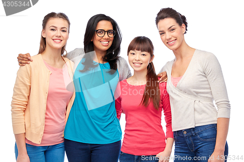 Image of international group of happy smiling women