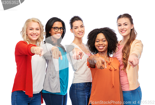 Image of international group of happy smiling women